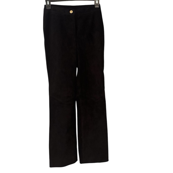 St John black Leather suede pants. Classic elegant quiet luxury classy feminine - Picture 5 of 15